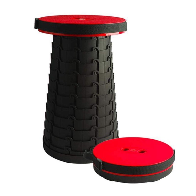 GTC GTC Retractable Folding Stools Portable Lightweight for Indoor and Outdoor Traval, Fishing, Camping, Garden Use (36283-3) (Red)  - Image 1