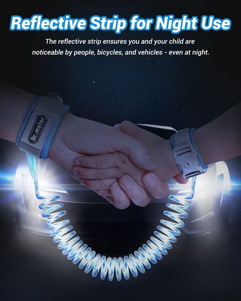 Dr.Meter Kids Leash for Toddler, Reflective Anti Lost Wrist Link with Key & Lock, 8.2ft Safety Wristband Child Walking Harness for Supermarket Mall Airport Amusement Park Zoo Travel, Blue - Image 5