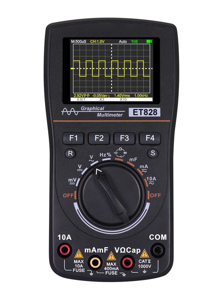 ET828 Intelligent Graphical Digital Oscilloscope Multimeter 2 in 1 with 2.4 Inches Color Screen 1MHz Bandwidth 2.5Msps Sampling Rate for DIY and Electronic Test - Image 1