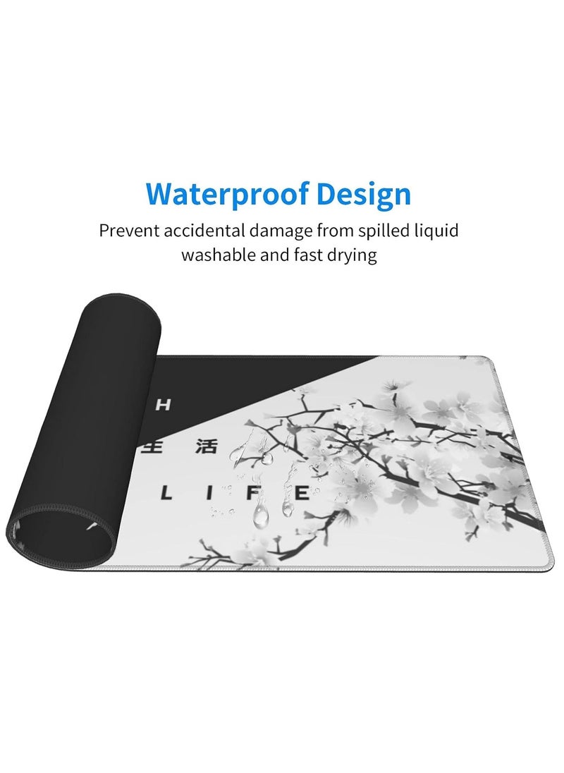 Gaming Japanese Mouse Pad , Black and White Floral Design (70cm x 30cm x 2mm), HD Print Pattern Desk Mat, Extended Mouse Pad and Keyboard Mouse Pads, Waterproof Fabric Surface Mouse Pads for Office, Anti-Slip Rubber Base - pzsku/Z1532110D0049EBDEC0E8Z/45/_/1729752842/7367e1cb-7c23-4411-a097-490cd86ed9b2