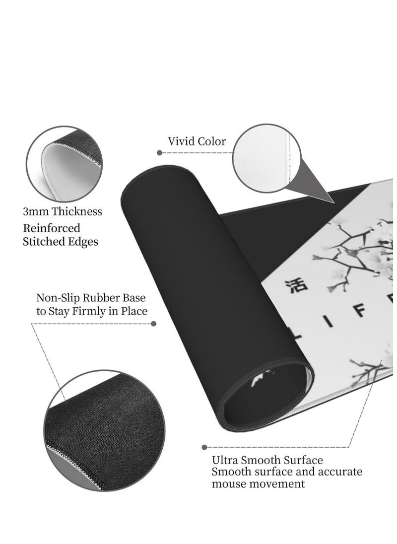 Gaming Japanese Mouse Pad , Black and White Floral Design (70cm x 30cm x 2mm), HD Print Pattern Desk Mat, Extended Mouse Pad and Keyboard Mouse Pads, Waterproof Fabric Surface Mouse Pads for Office, Anti-Slip Rubber Base - pzsku/Z1532110D0049EBDEC0E8Z/45/_/1729752852/256ea597-fe92-4857-998c-03b9aa58c518