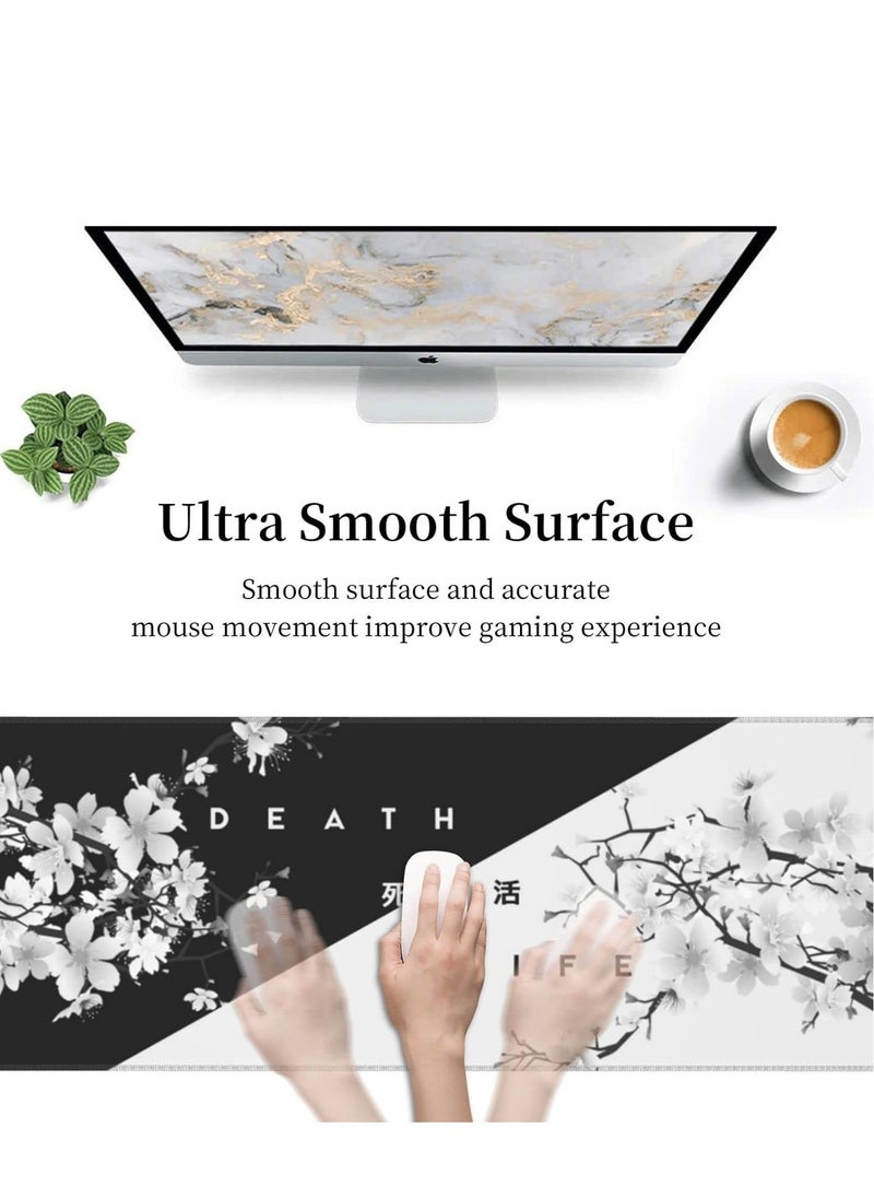 Gaming Japanese Mouse Pad , Black and White Floral Design (70cm x 30cm x 2mm), HD Print Pattern Desk Mat, Extended Mouse Pad and Keyboard Mouse Pads, Waterproof Fabric Surface Mouse Pads for Office, Anti-Slip Rubber Base - pzsku/Z1532110D0049EBDEC0E8Z/45/_/1729752883/770e2610-27fd-4c90-ab70-9651da906d99