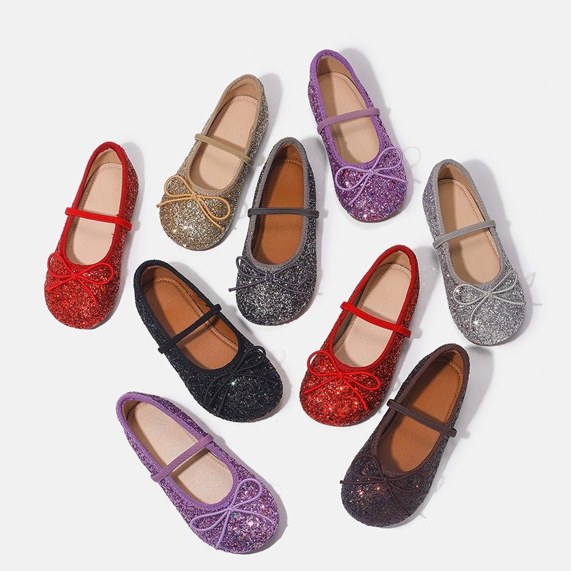 Canzye. Girls Princess Shoes 2024 New Children'S Korean Style Dopamine Sequin Soft Sole Ballet Style Single - Image 3