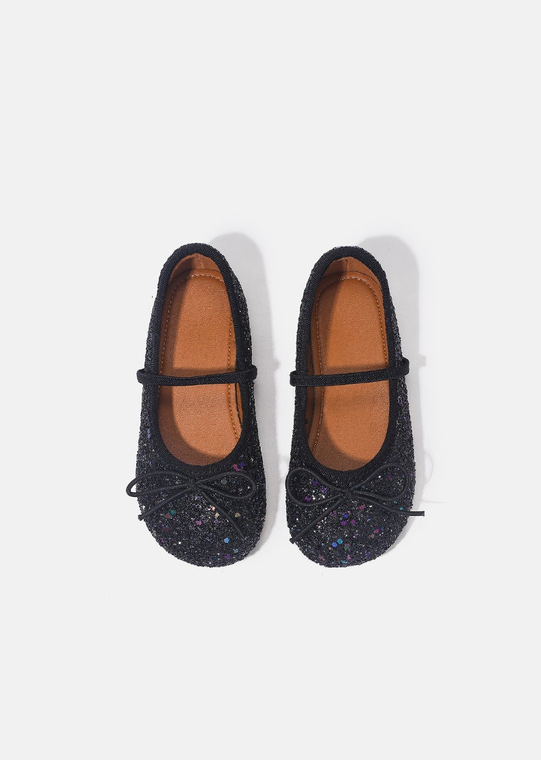 Canzye. Girls Princess Shoes 2024 New Children'S Korean Style Dopamine Sequin Soft Sole Ballet Style Single - Image 1