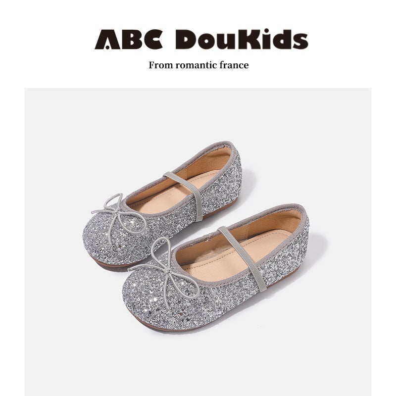 Canzye. Girls Princess Shoes 2024 New Children'S Korean Style Dopamine Sequin Soft Sole Ballet Style Single - Image 2