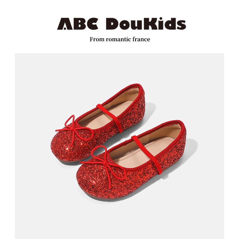 Canzye. Girls Princess Shoes 2024 New Children'S Korean Style Dopamine Sequin Soft Sole Ballet Style Single - Image 5