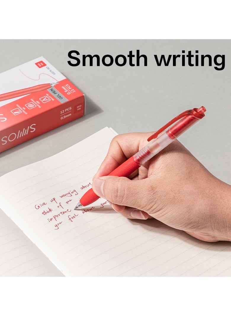 ديلي قلم جل Deli EG075-RD، حبر أحمر، 0.5 مم، عبوة من 12 قلمًا، تدفق سلس، ملاحظات مكتبية مدرسية - Image 3