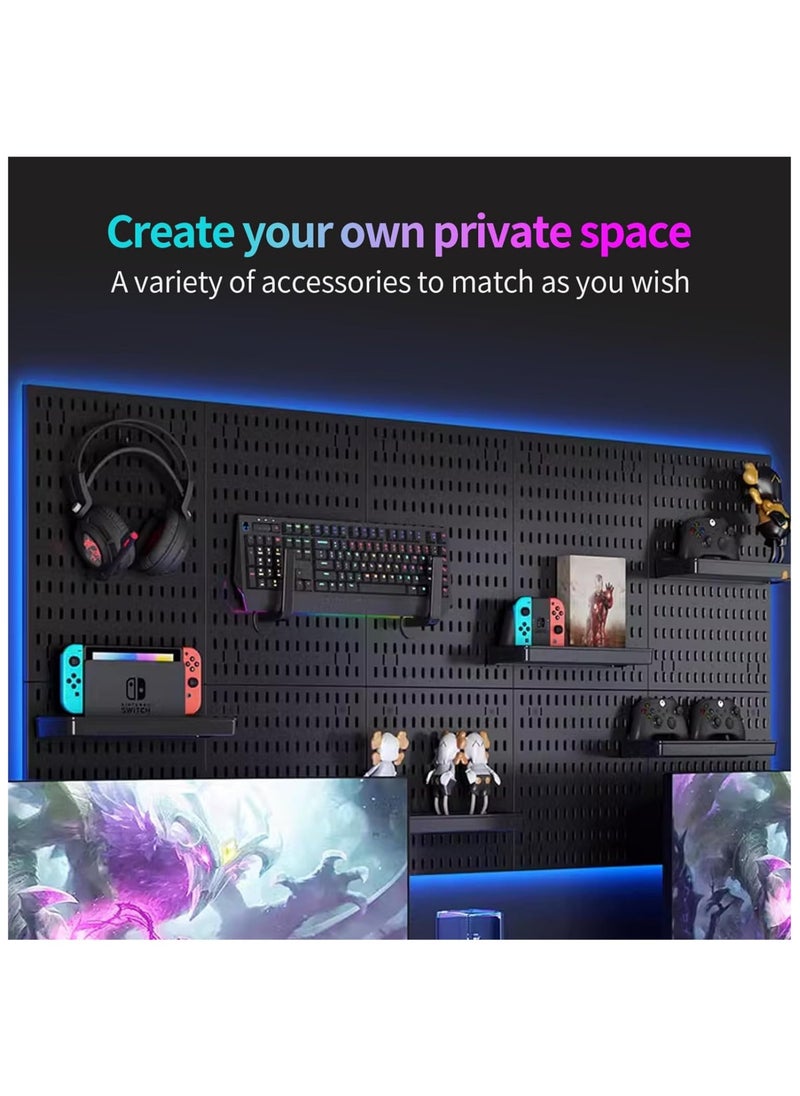 TOMSHOO Pegboard Wall Mount Display Pegboard Combination Kit for Living Room Gaming Room,Pegboard Hanging for Wall Organizer Pegboard Holder for Organizing (black)  - Image 2
