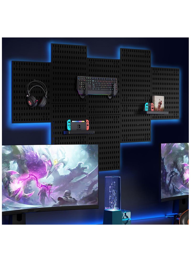 TOMSHOO Pegboard Wall Mount Display Pegboard Combination Kit for Living Room Gaming Room,Pegboard Hanging for Wall Organizer Pegboard Holder for Organizing (black)  - Image 4