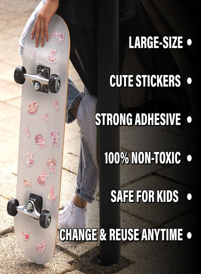 RABOWA Cute Pastel Bunny Stickers Pack 108Pcs Vinyl Rabbit Decals for Kids Teens Scrapbooking Journaling DIY Phone Case Water Bottle Laptop Skateboard Bedroom Hat Bike - Image 4
