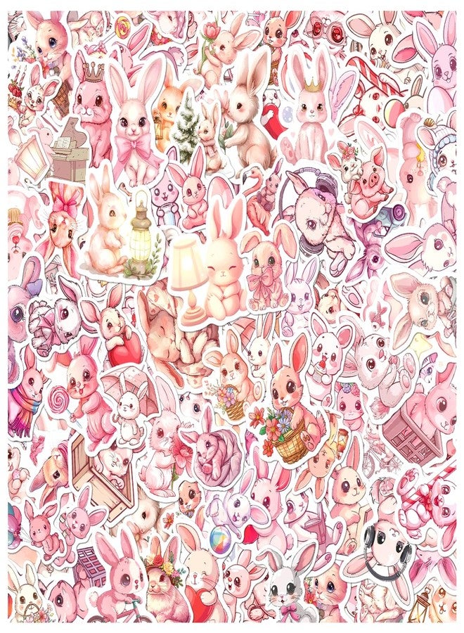 RABOWA Cute Pastel Bunny Stickers Pack 108Pcs Vinyl Rabbit Decals for Kids Teens Scrapbooking Journaling DIY Phone Case Water Bottle Laptop Skateboard Bedroom Hat Bike - Image 1