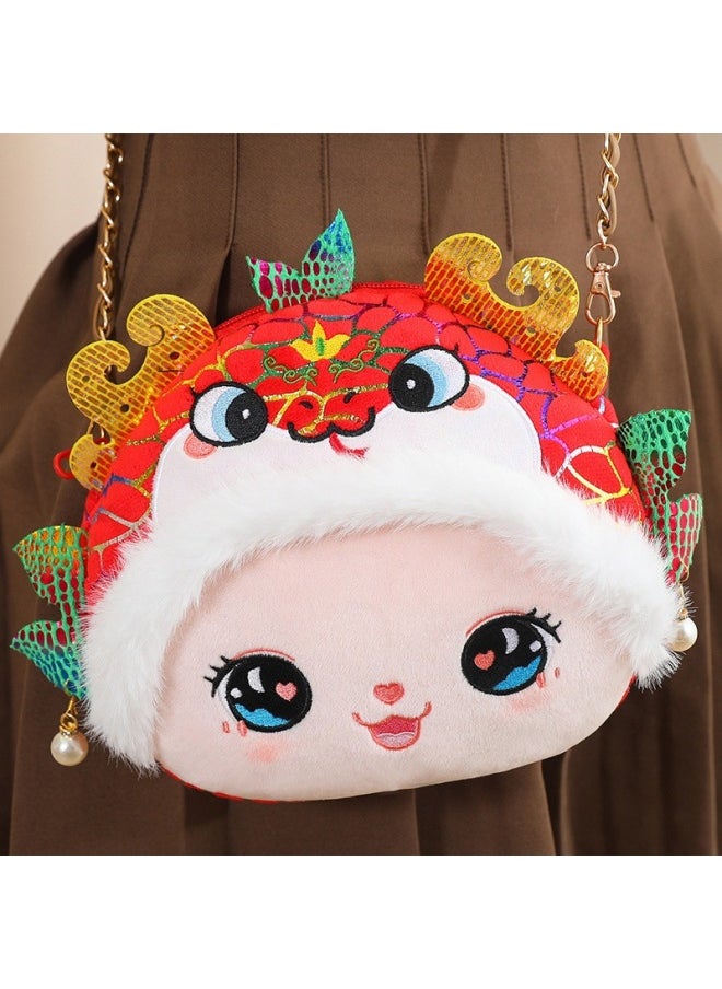 null - Mascot Bag Golden Snake Year Of The Snake Zodiac Plush Toy Doll Doll Annual Riding Car Backpack Book Satchel-Color:As Shown In The Picture-Height:22*20cm - Image 1