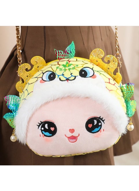 Mascot Bag Golden Snake Year Of The Snake Zodiac Plush Toy Doll Doll Annual Riding Car Backpack Book Satchel-Color:As Shown In The Picture-Height:22*20cm
