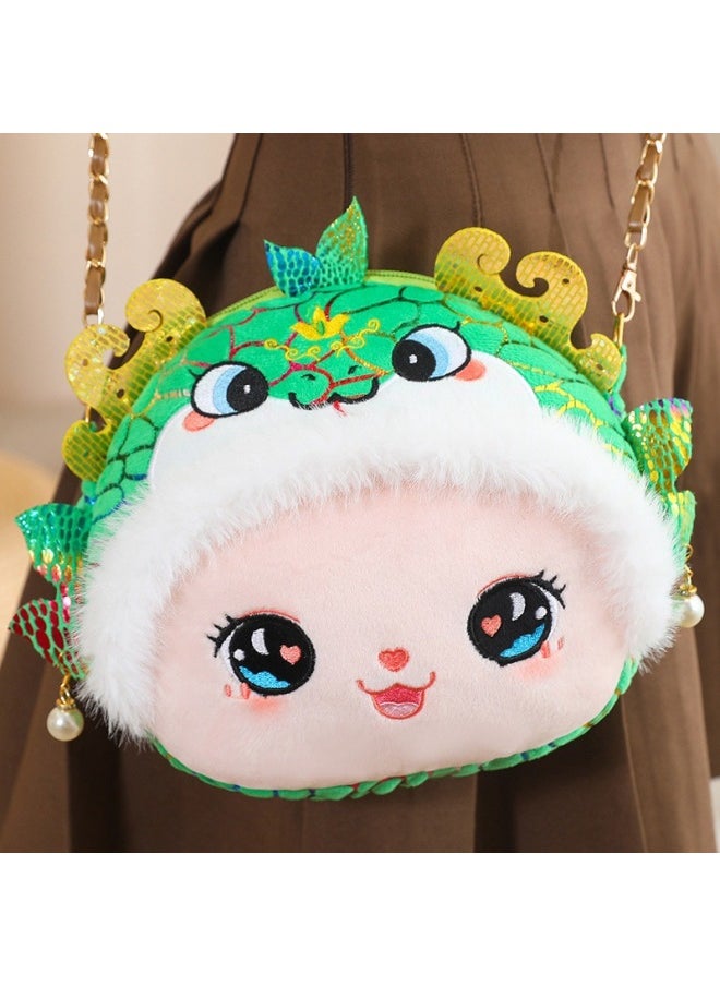 null - Mascot Bag Golden Snake Year Of The Snake Zodiac Plush Toy Doll Doll Annual Riding Car Backpack Book Satchel-Color:As Shown In The Picture-Height:22*20cm - Image 1