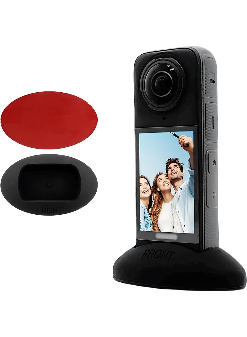 Silicone Desktop Base Stand Compatible with Insta360 X5 Panoramic Action Camera - Protective Non-Slip Mount Accessories for Insta360 X5 - Black - Image 2