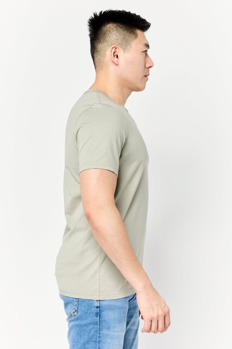 DOCKERS Men Crew Neck Short Sleeves Plain T-Shirt, Sage Green  - Image 3