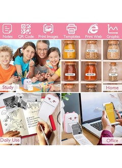 DMG TECH Portable Bluetooth Thermal Printer With 5 Rolls Printing Paper For Ios Android Smartphone Pink  - Image 2