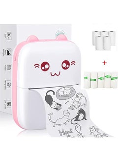 DMG TECH Portable Bluetooth Thermal Printer With 5 Rolls Printing Paper For Ios Android Smartphone Pink  - Image 1