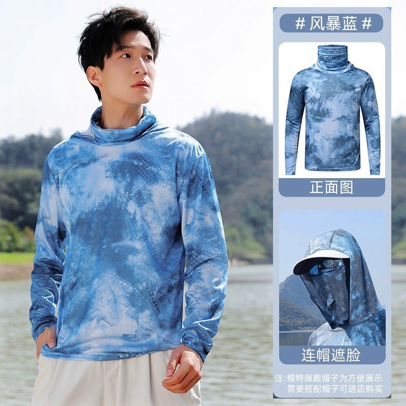 Qi Ta Summer Men's Ice Silk Quick-Dry Breathable Ultra-Thin Anti-Mosquito Fishing Shirt - Image 2