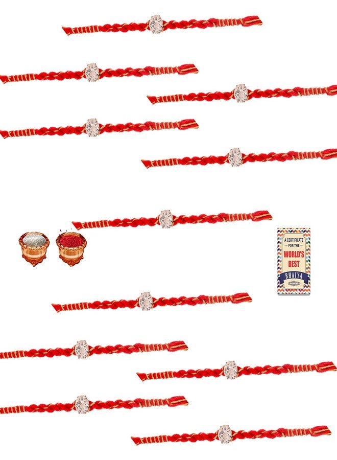 Poorak Rakhi for Brother with sticker gift for bhaiya including roli kumkum and chawal 9123 PACK_11 - Image 1