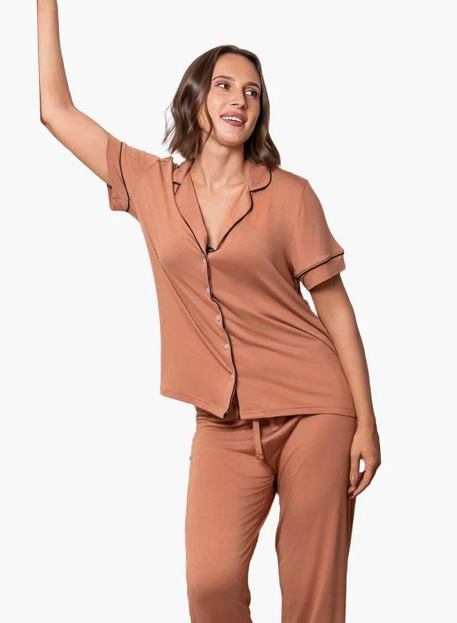 Aadaraya Aadaraya Pyjama Set Shirt and Pants Rayon