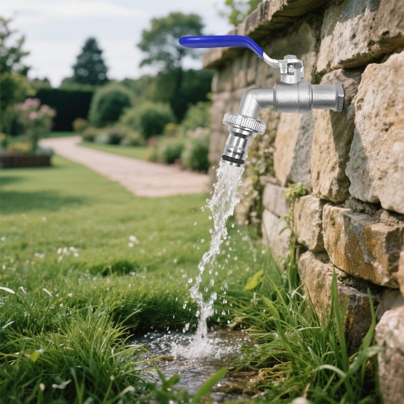 lbxtswpl Bibcock Output Garden Tap, 1/2 inch Brass Water Faucet, Garden Tap Rust and Frost Proof Outdoor Water Faucet with Fittings for Gardens Household Industry(Blue) - Image 5