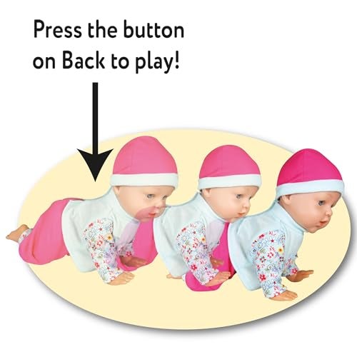 Lissi 12 Crawling Baby Doll Pink Blue Interactive ButtonActivated Movement Floral Top Matching Hat Feeding Bottle Care Accessory Kids 2 - Image 5