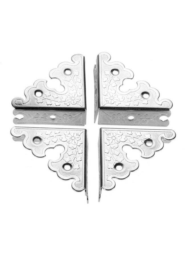 Dophee - 4Pcs Decorative Corner Protectors, Retro Style Edge Safety Guards Covers For Picture Frame Album Jewelry Box Gift Box Wooden Case Chest Tables Cabinet Furniture, 1.34"X1.34"-Silver - Image 1