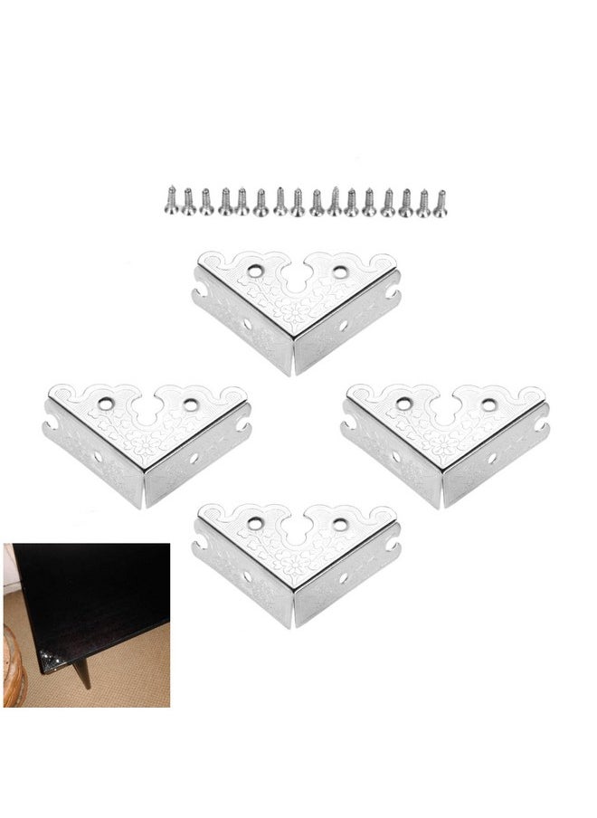 Dophee - 4Pcs Decorative Corner Protectors, Retro Style Edge Safety Guards Covers For Picture Frame Album Jewelry Box Gift Box Wooden Case Chest Tables Cabinet Furniture, 1.34"X1.34"-Silver - Image 1