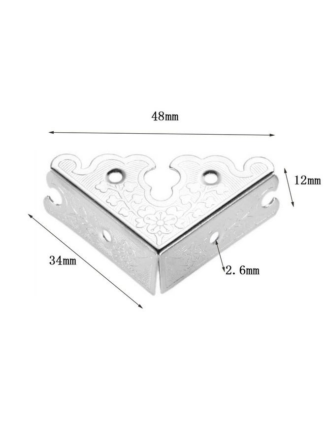 Dophee - 4Pcs Decorative Corner Protectors, Retro Style Edge Safety Guards Covers For Picture Frame Album Jewelry Box Gift Box Wooden Case Chest Tables Cabinet Furniture, 1.34"X1.34"-Silver - Image 1