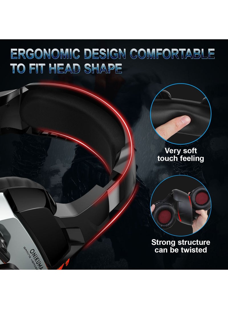 onikuma - Bass Stereo Wired Gaming Headphone with Microphone & LED Light for PlayStation Smartphone Tablet PC Computer Laptop - Image 1