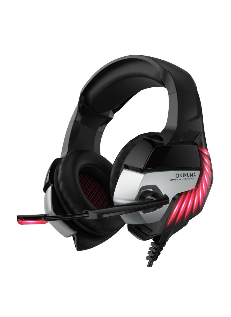 onikuma - Bass Stereo Wired Gaming Headphone with Microphone & LED Light for PlayStation Smartphone Tablet PC Computer Laptop - Image 1