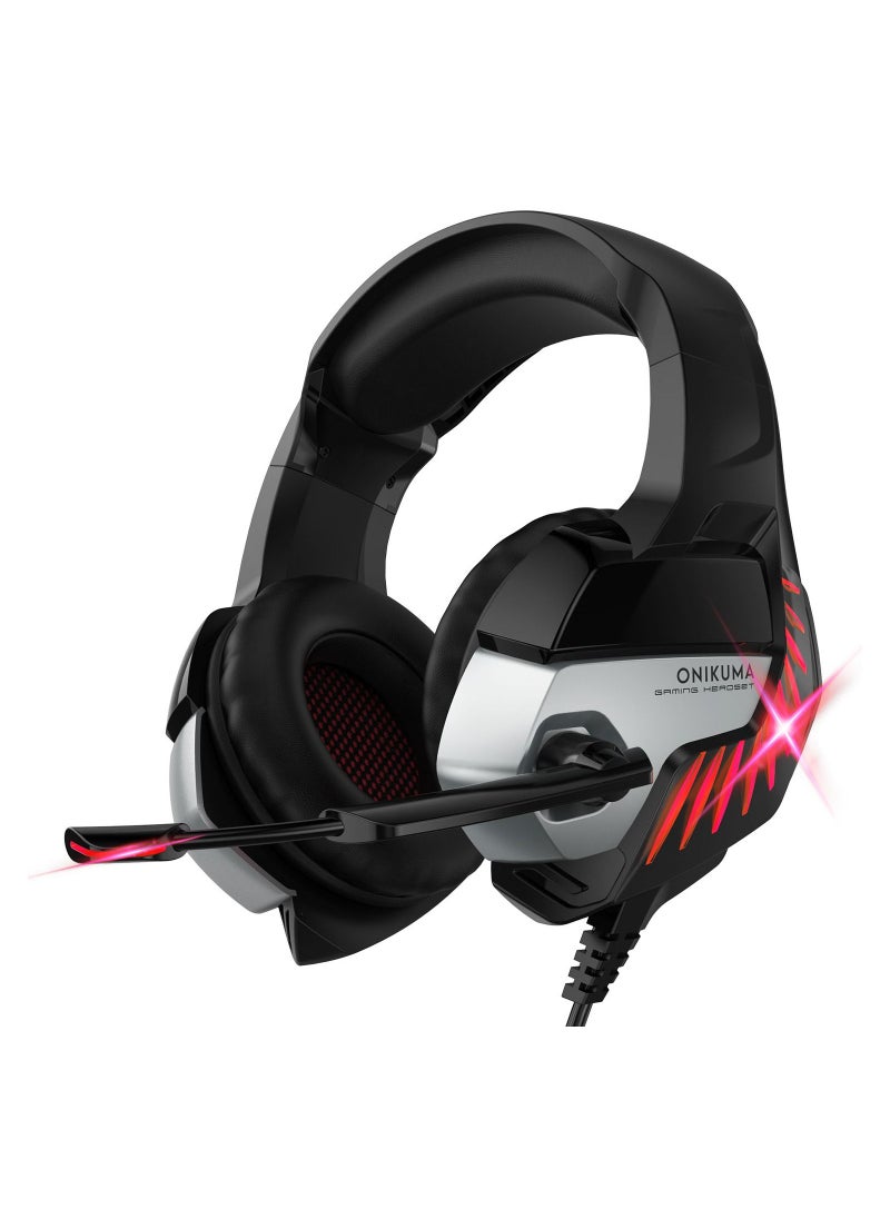 onikuma - Bass Stereo Wired Gaming Headphone with Microphone & LED Light for PlayStation Smartphone Tablet PC Computer Laptop - Image 1