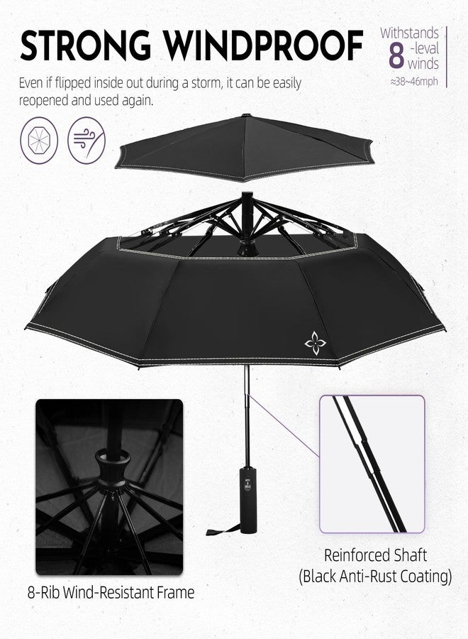 LILAC Windproof Travel Vented Umbrella for Rain, Compact auto open/close Folding, Craftsmanship, Portable for Women Men, TSA Approved, Reflective for Night Safety - Image 3