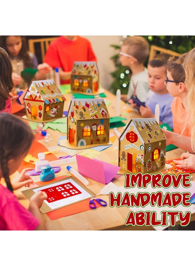 Yunsailing 24 Set Large Christmas Gingerbread House Kits Cardboard Gingerbread Man House Bulk Craft With Led Candle For Boys And Girls Make Ginger Bread House Holiday Crafts Diy For Xmas Party Decor - Image 2