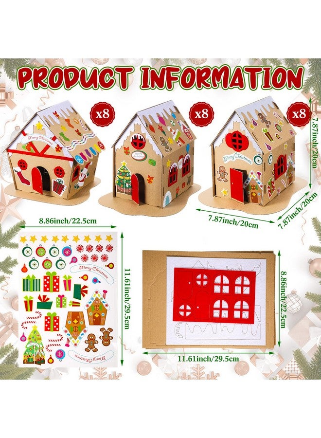 Yunsailing 24 Set Large Christmas Gingerbread House Kits Cardboard Gingerbread Man House Bulk Craft With Led Candle For Boys And Girls Make Ginger Bread House Holiday Crafts Diy For Xmas Party Decor - Image 3