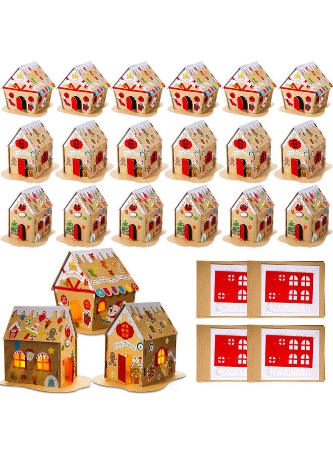 Yunsailing 24 Set Large Christmas Gingerbread House Kits Cardboard Gingerbread Man House Bulk Craft With Led Candle For Boys And Girls Make Ginger Bread House Holiday Crafts Diy For Xmas Party Decor - Image 1