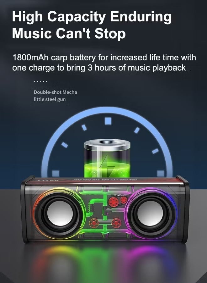 general Bluetooth Speaker Portable Bluetooth Speaker10W Powerful RGB Laptop Speaker Sound Bar, Clear Computer Speakers Support TWS Pairing LED Colorful Lights for Home Party Travel Black - Image 5