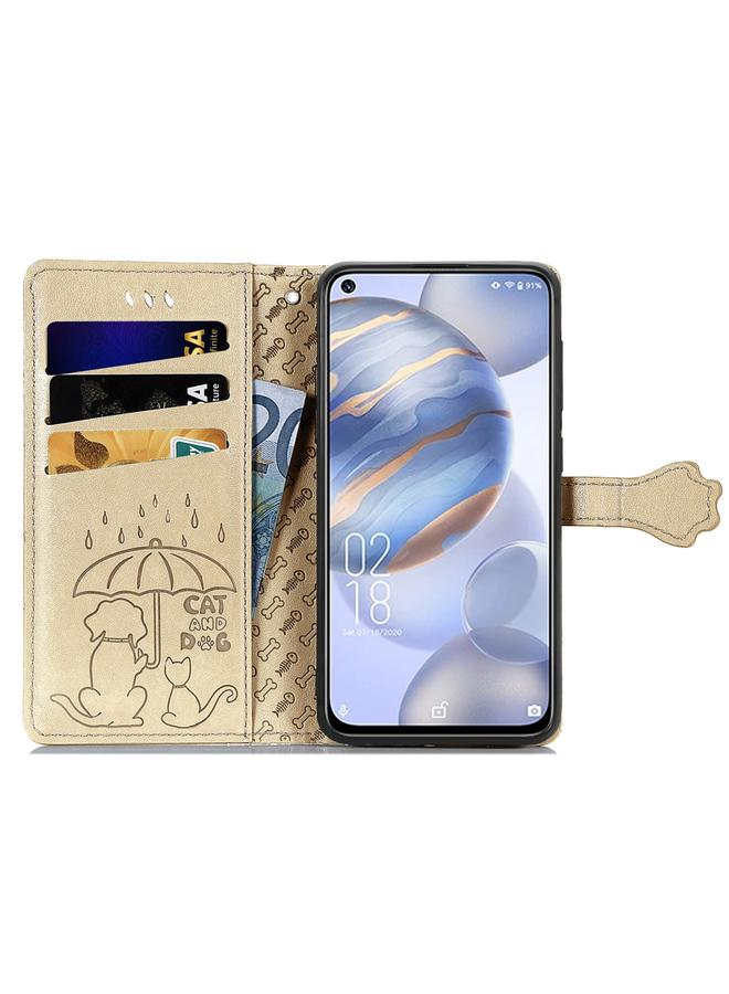 erorex Case For Oukitel C21 Lovely Cat and Dog Embossing Pattern Horizontal Flip Leather Case , with Holder & Card Slots & Wallet & Cartoon Clasp & Lanyard - Image 3