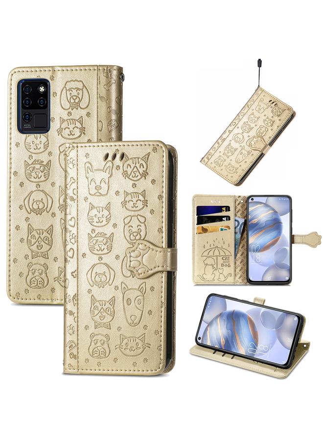 erorex Case For Oukitel C21 Lovely Cat and Dog Embossing Pattern Horizontal Flip Leather Case , with Holder & Card Slots & Wallet & Cartoon Clasp & Lanyard - Image 1