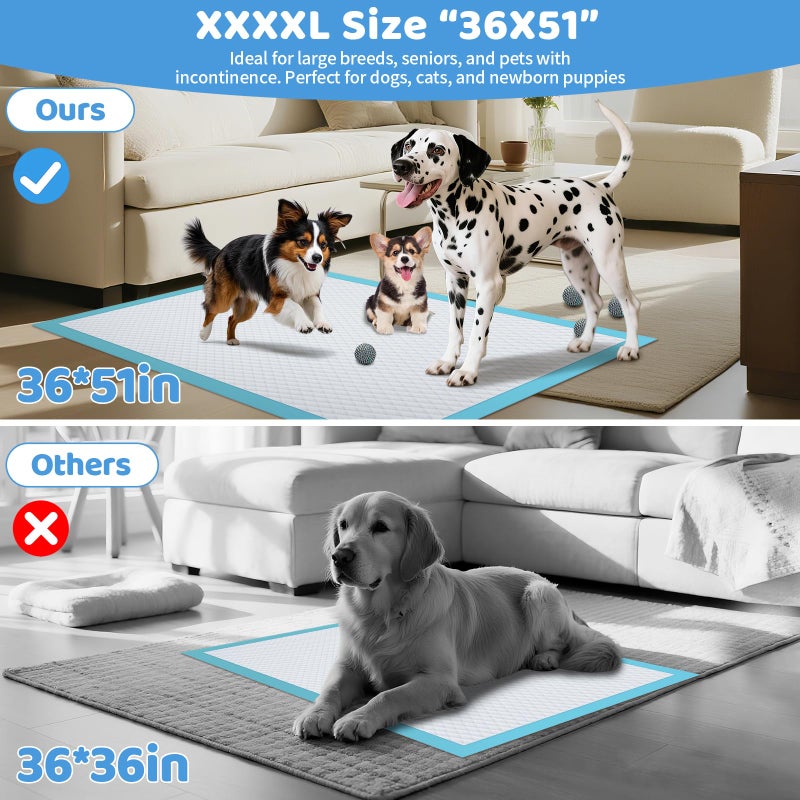 Gimars 130G Thicker Extra Large 36in x 51in Puppy Pads â€“ XL Dog Pee Pads with Reinforced Edges for Large Breeds & Multi-Dog Homes, 100% Leakproof, 48H Absorption, Indoor Training & Floor Protection - Image 2