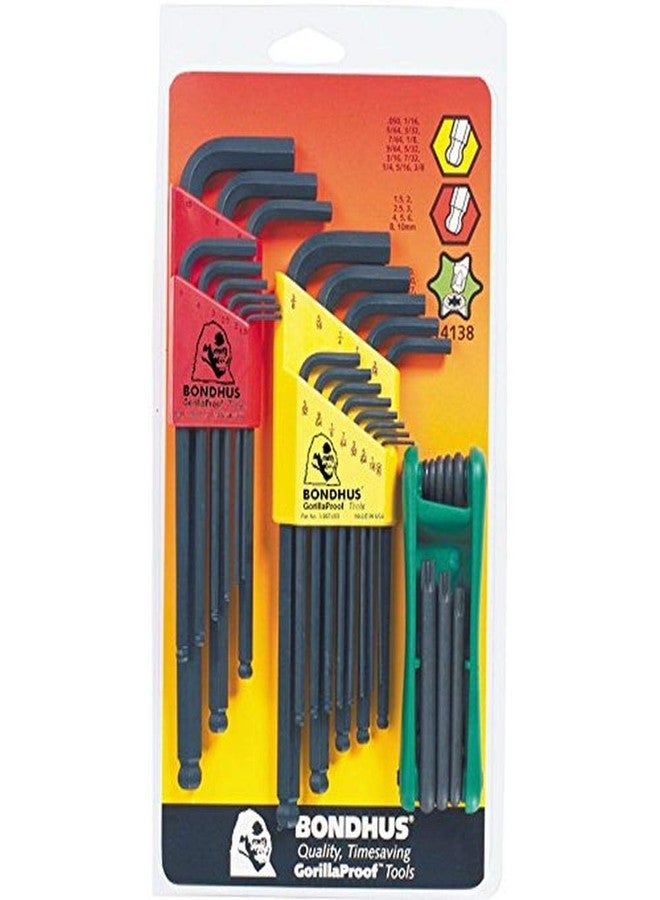 بوندهص مجموعة Bondhus 14138 الثلاثية، طقم مفتاح ربط على شكل حرف L من Balldriver رقم 10937 (0.050-3/8 بوصة) ورقم 10999 (1.5-10 مم)، وطقم GorillaGrip Star القابل للطي رقم 12634 (T9-T40) - Image 2