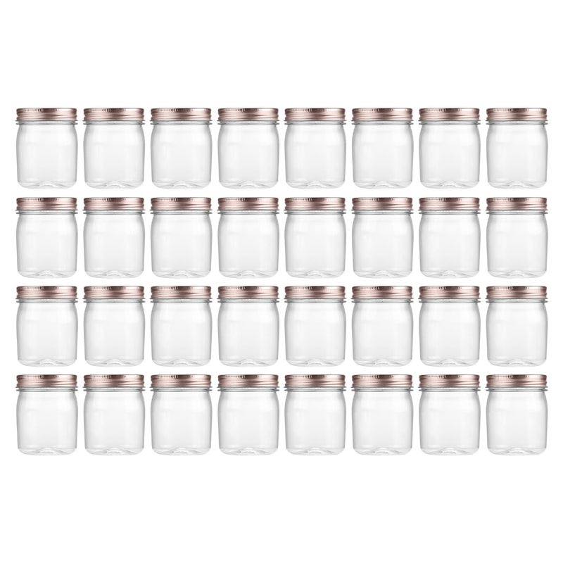 novelinks 8 oz Clear Plastic Jars with ScrewOn Lids  BPAFree Refillable Storage Containers for Slime Spices Crafts Kitchen  Home Organization 32 PackRose Gold