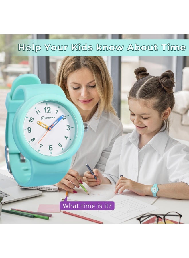 Adando Kids Analog Watch Waterproof Wrist Watch Quartz Minimalist Watches with Soft Band Silicone Strap Learning Time Children Watch Easy to Read for Girls Boys Birthday Gifts