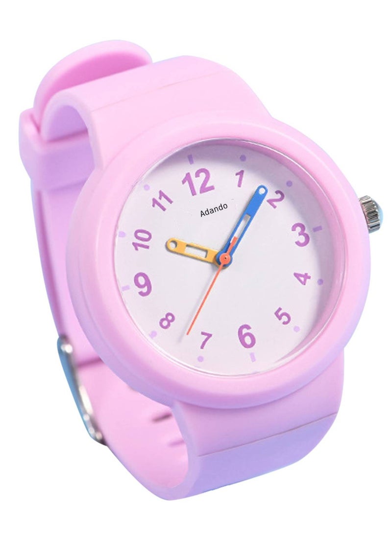 Adando Adando Kids Analog Watch Waterproof Wrist Watch Quartz Minimalist Watches with Soft Band Silicone Strap Learning Time Children Watch Easy to Read for Girls Boys Birthday Gifts - Image 1