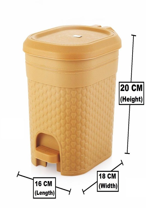 MOLTRES - Kleno Small Size Pedal Bin- Cap. 5 LTR - Plastic (Size-18cmx16cmx20cm) -Table, Desk Plastic Pedal Dustbin (Kleno_5 Bin, Beige) - Image 2