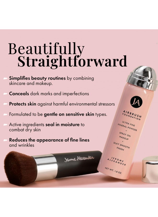 Jerome Alexander MagicMinerals AirBrush Foundation by Jerome Alexander 2pc Set with Airbrush Foundation and Kabuki Brush - Spray Makeup with Anti-aging Ingredients for Smooth Radiant Skin (Medium)  - Image 5