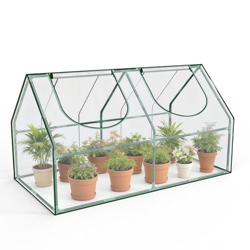 OnBrand 64.96" x 33.07" x 35.43" Portable Mini Greenhouse for Outdoors Indoors, PVC Small Green House with Dual-Sided Doors, Clear Plant Tent for Seedlings Flowers Vegetables - Image 1