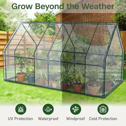 OnBrand 64.96" x 33.07" x 35.43" Portable Mini Greenhouse for Outdoors Indoors, PVC Small Green House with Dual-Sided Doors, Clear Plant Tent for Seedlings Flowers Vegetables - Image 5