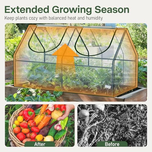 OnBrand 64.96" x 33.07" x 35.43" Portable Mini Greenhouse for Outdoors Indoors, PVC Small Green House with Dual-Sided Doors, Clear Plant Tent for Seedlings Flowers Vegetables - Image 4